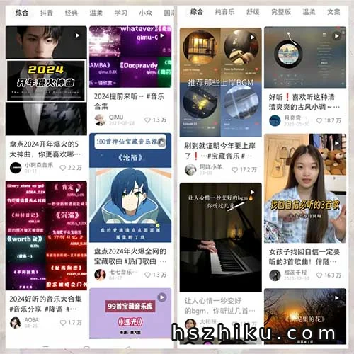 小红书暴力音乐号赚钱项目拆解相关页面与内容展示2