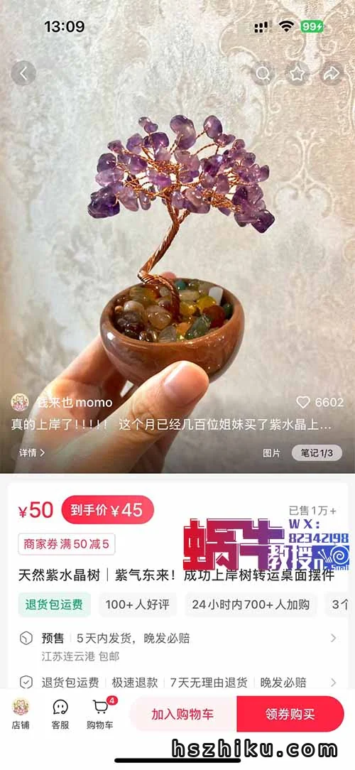 在小红书卖水晶树，客单价45，卖了10000个！