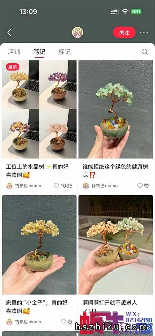 在小红书卖水晶树，客单价45，卖了10000个！